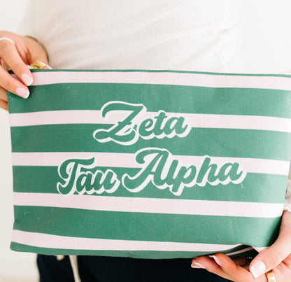 Sorority Striped Cosmetic Pouch