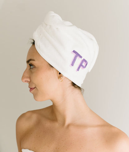 Embroidered Hair Towel Wrap