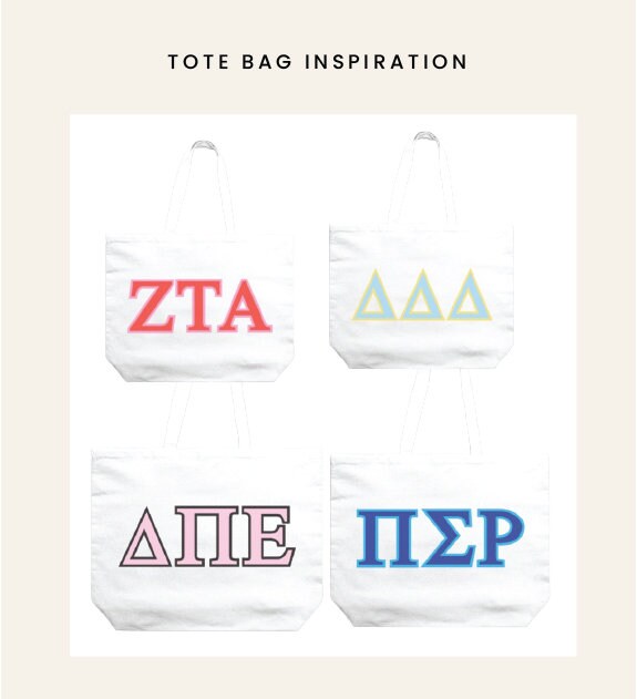 Sorority Letters Tote Bag