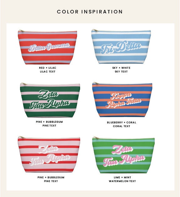 Sorority Striped Cosmetic Pouch