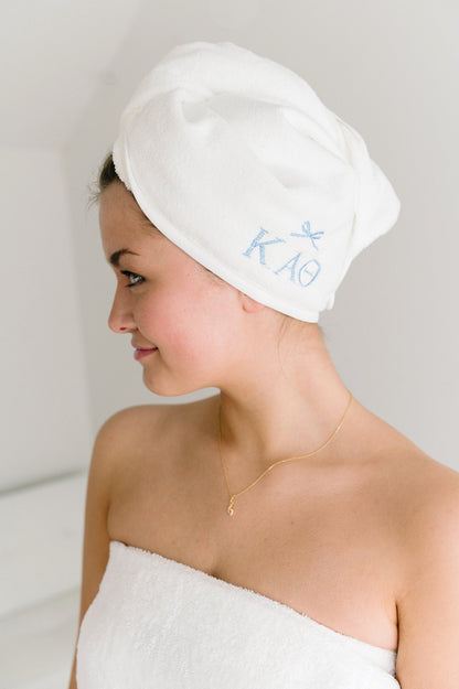 Embroidered Sorority Hair Towel Wrap