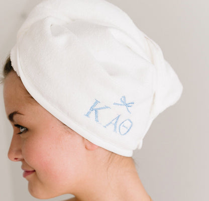 Embroidered Sorority Hair Towel Wrap