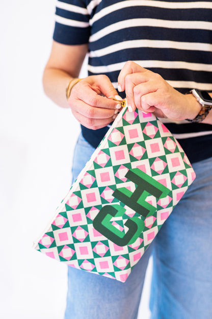 Custom Initial Zipper Cosmetic Pouch