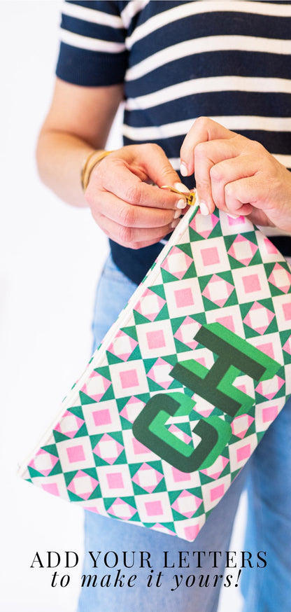 Custom Initial Zipper Cosmetic Pouch