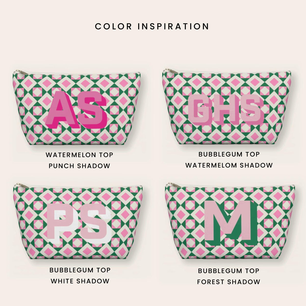 Custom Initial Zipper Cosmetic Pouch