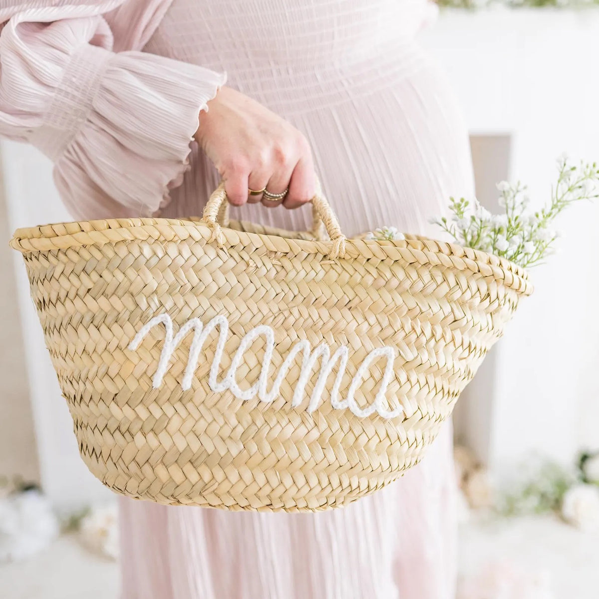Personalized Mommy &amp; Me Straw Tote Bags