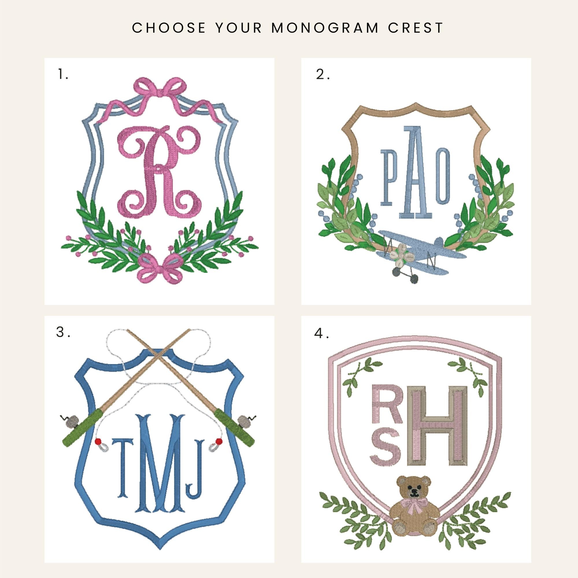 Minky Gingham Baby Blanket with Embroidered Crest Monograms