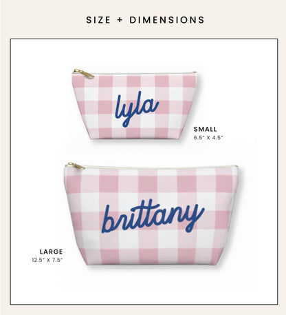 Personalized Gingham Cosmetic Pouch