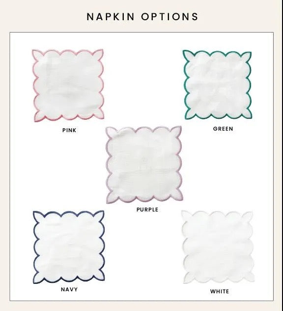 Custom Scalloped Cocktail Napkins