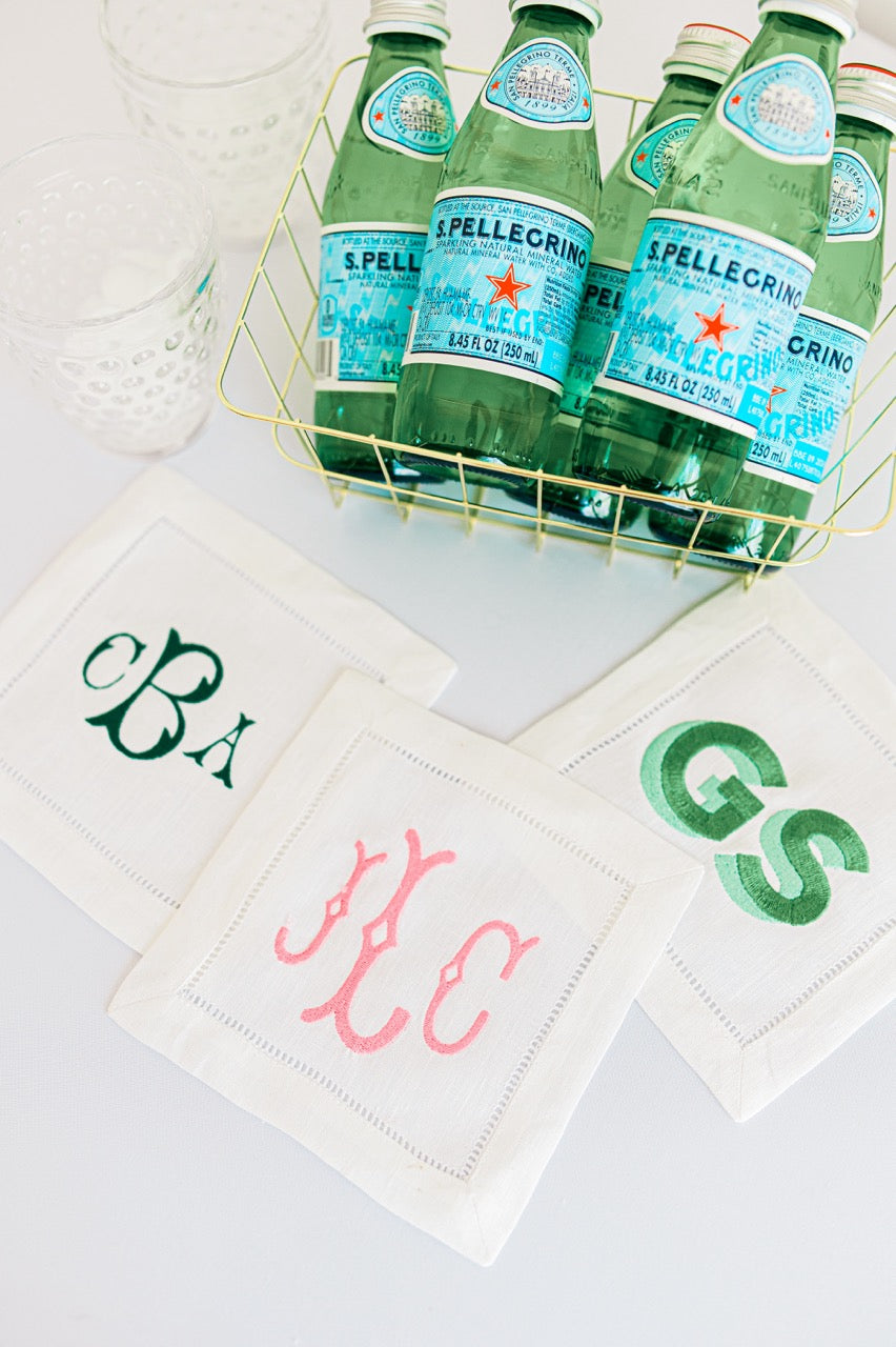 Personalized Embroidered Linen Cocktail Napkins