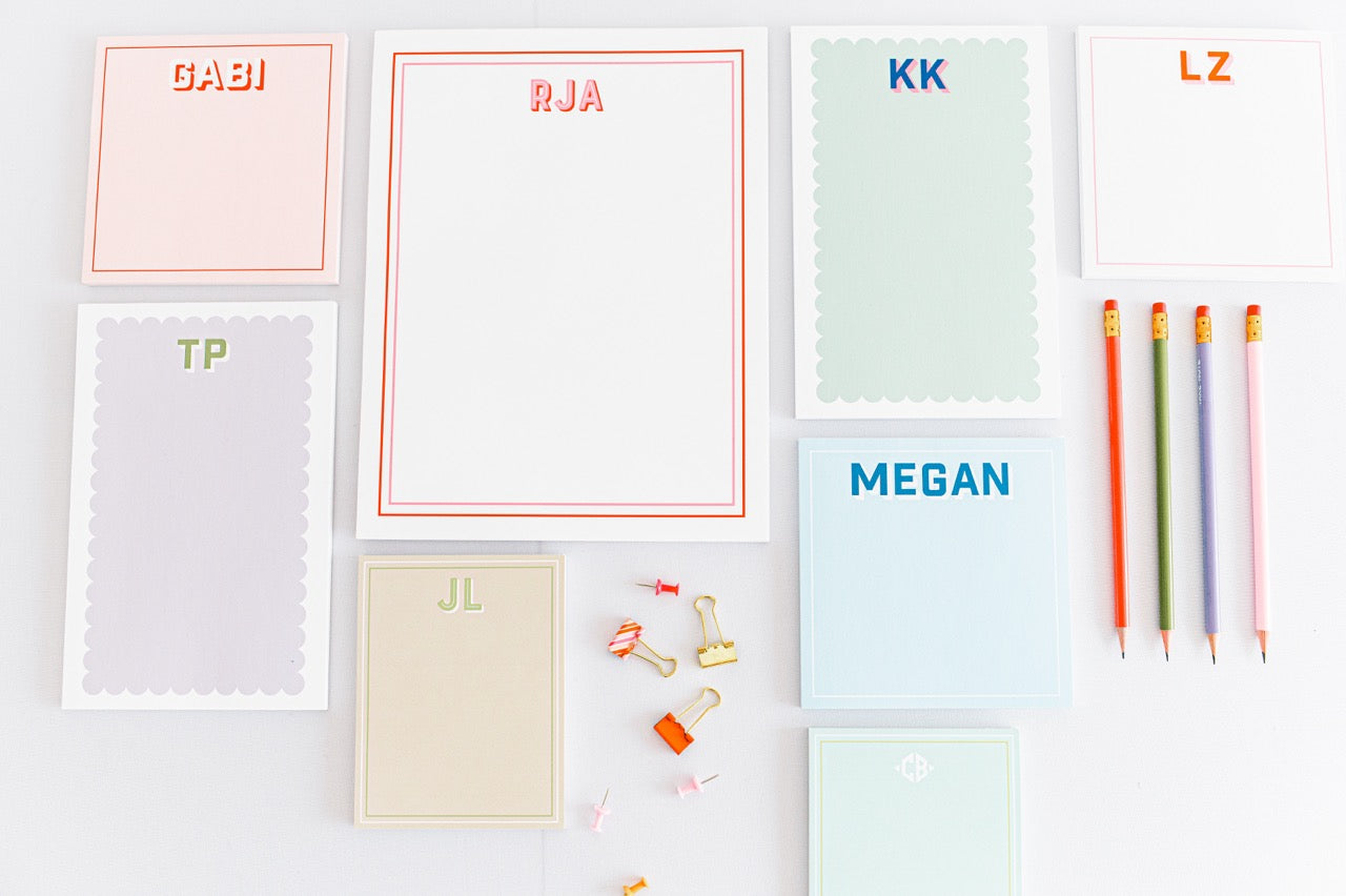 Customized Name Notepad - Scalloped Design