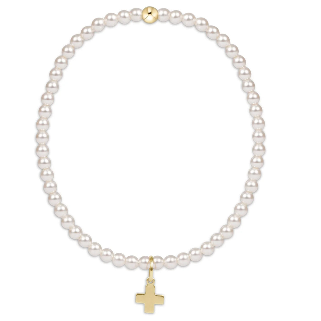 Enewton Classic Pearl 3mm Bracelet - Signature Cross Gold