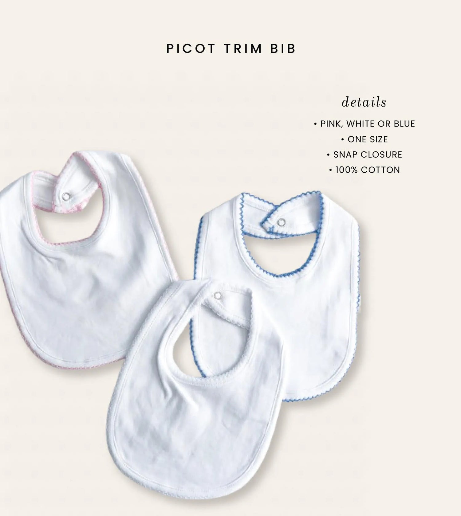 Picot-Trim Bib and Burp Cloth for Baby and Toddler