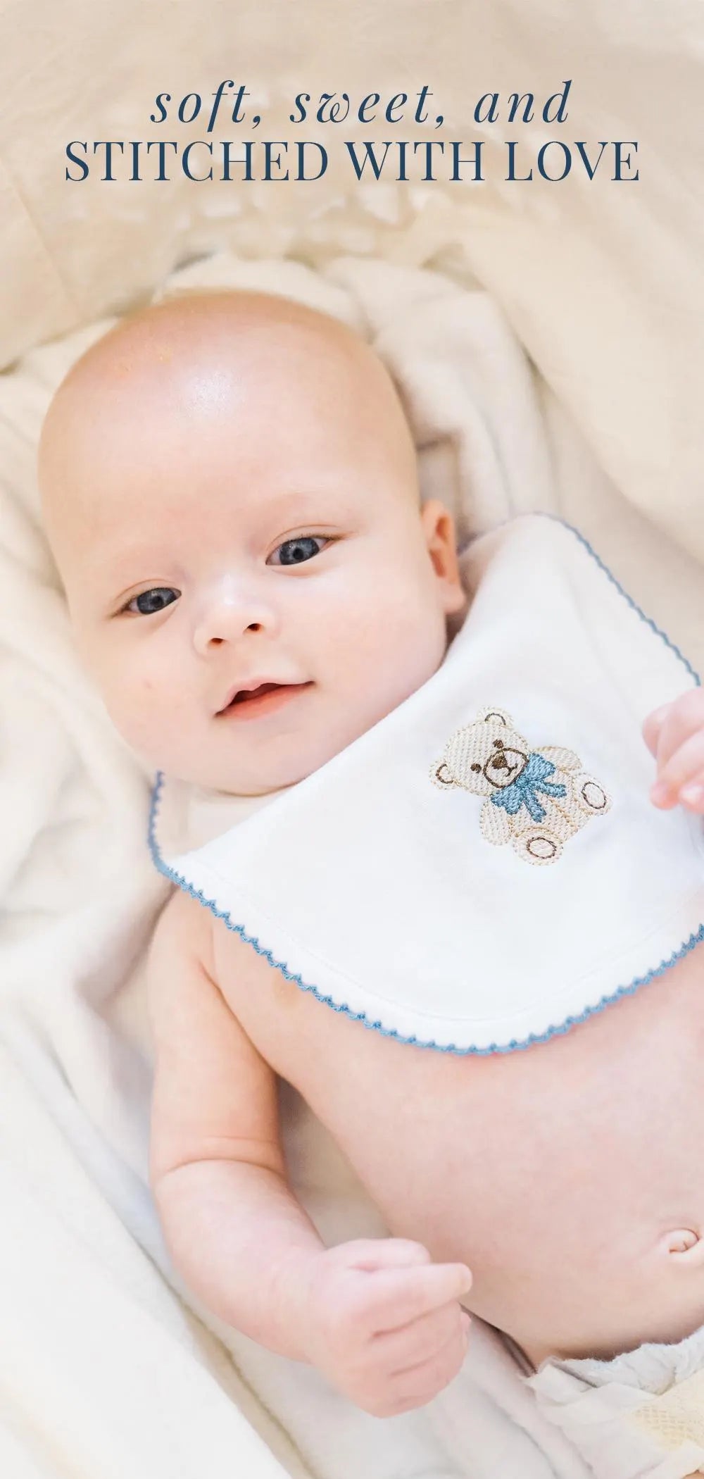 Picot-Trim Bib and Burp Cloth for Baby and Toddler