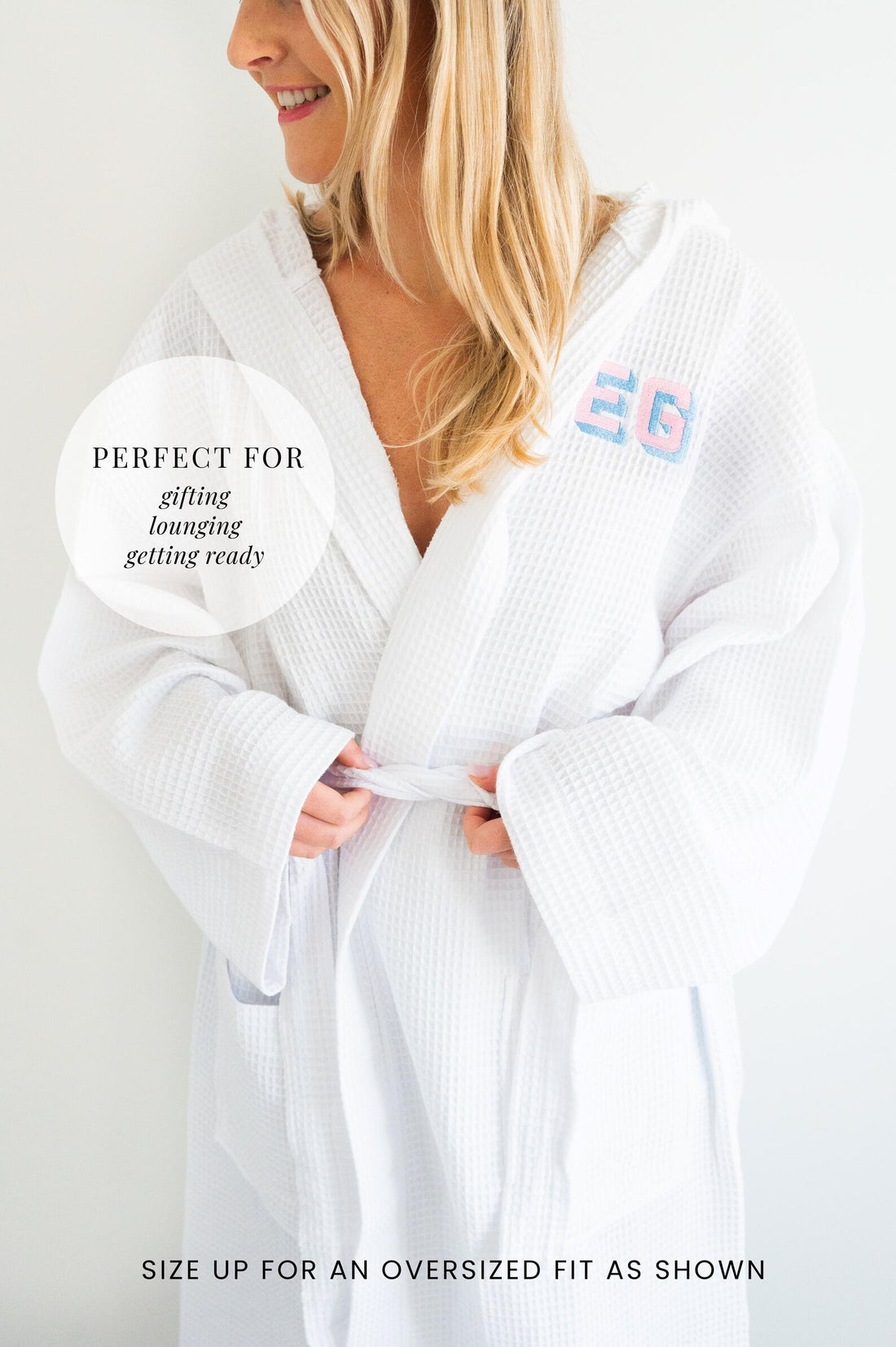 Embroidered Waffle Knit Robe