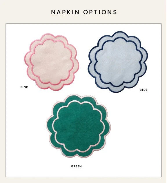 Custom Round Scalloped Cocktail Napkins - WHOLESALE