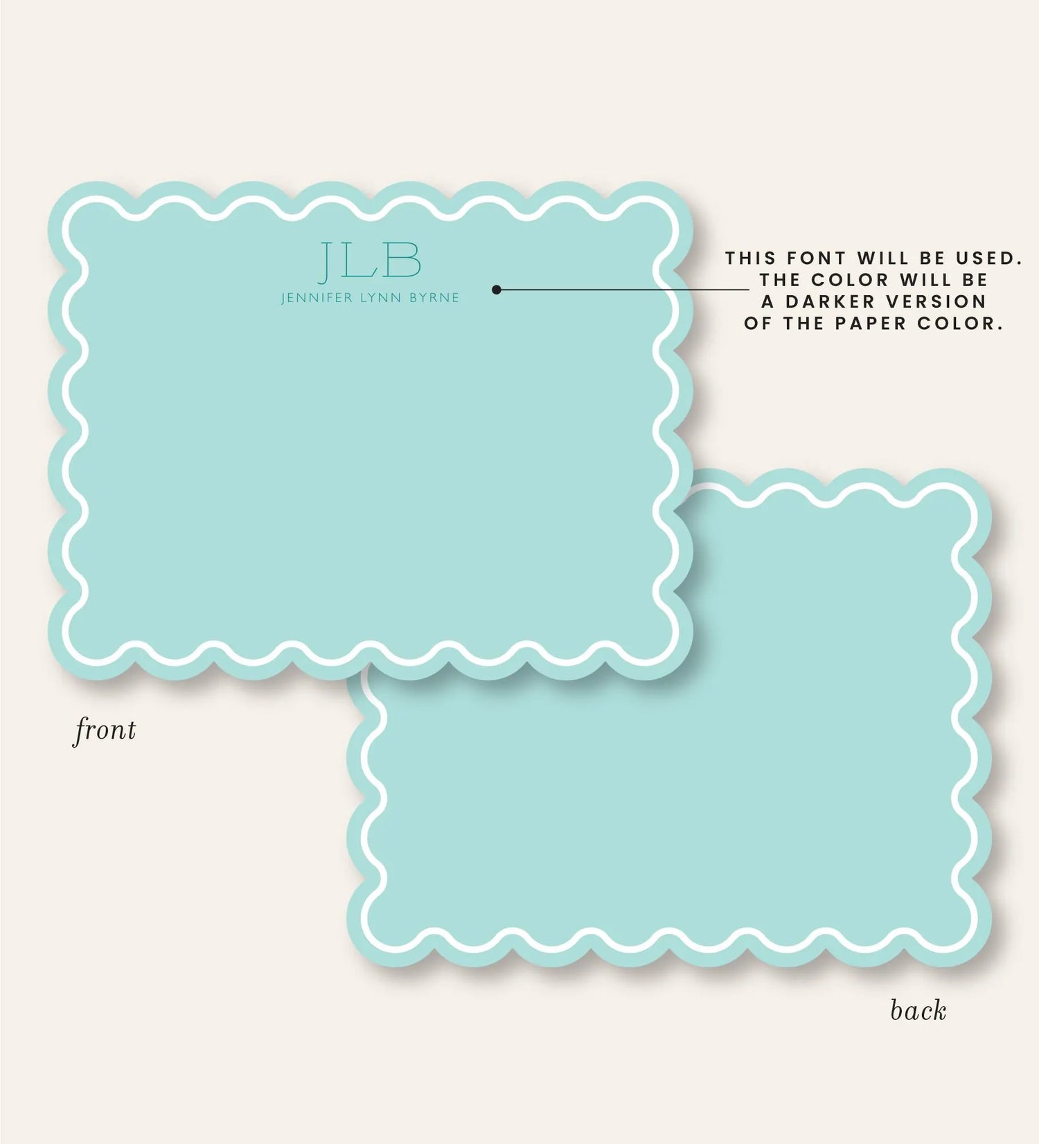 Scallop Edge Preppy Stationery Notecard Set