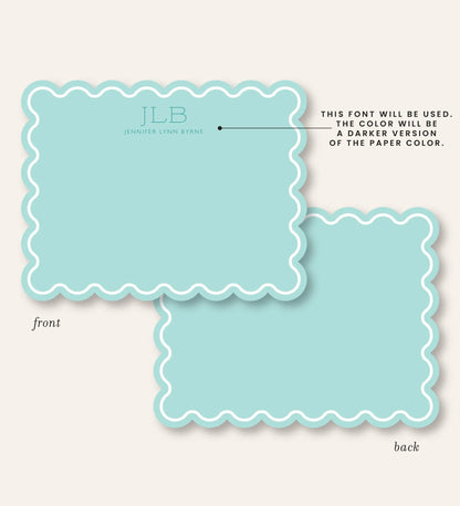 Scallop Edge Preppy Stationery Notecard Set