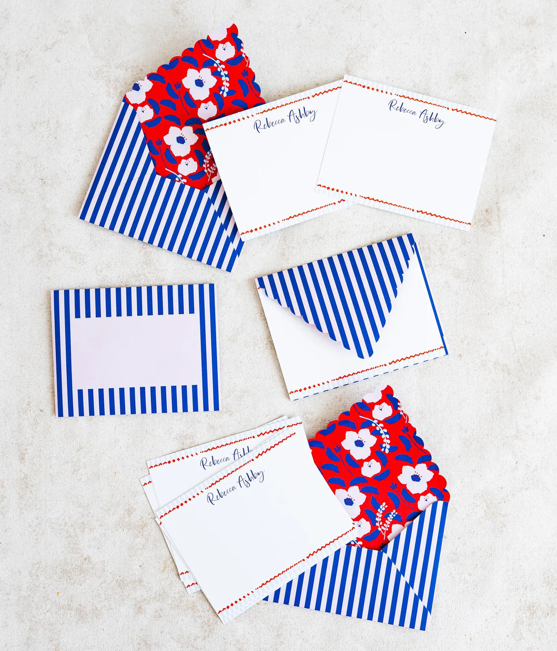 Preppy Stationery Set - Stripes and Floral