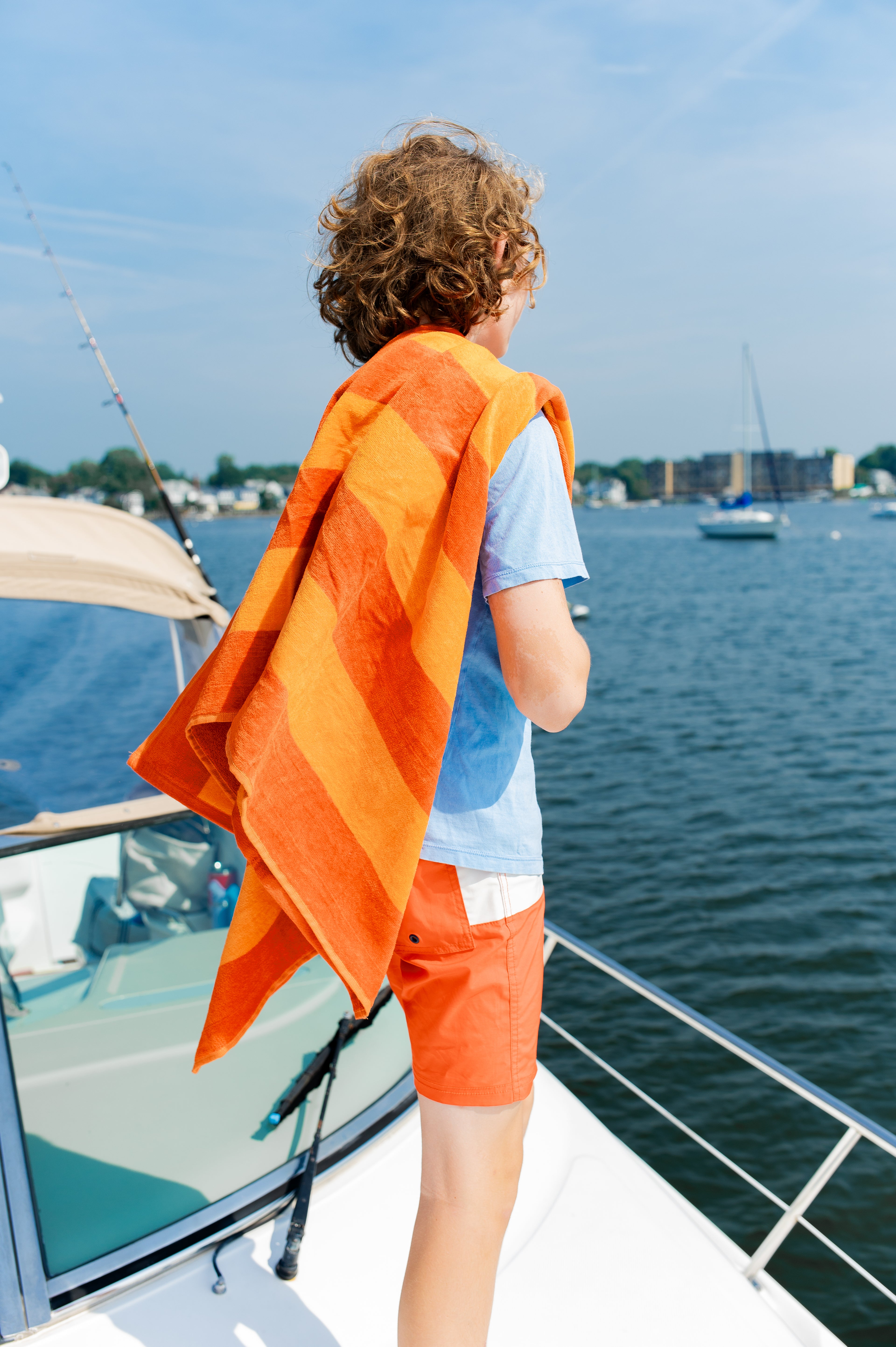 Embroidered Bright Stripe Beach Towel