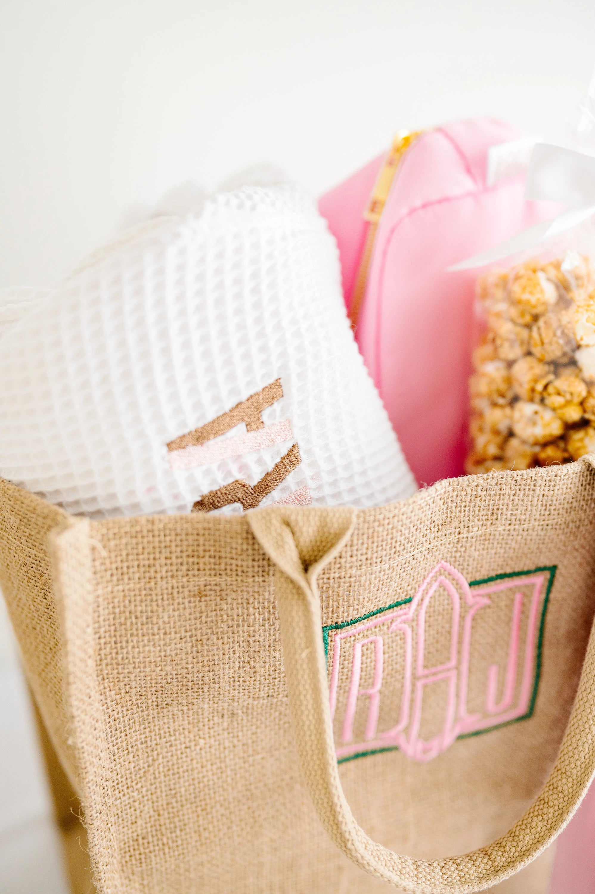 Embroidered Jute Tote Bag