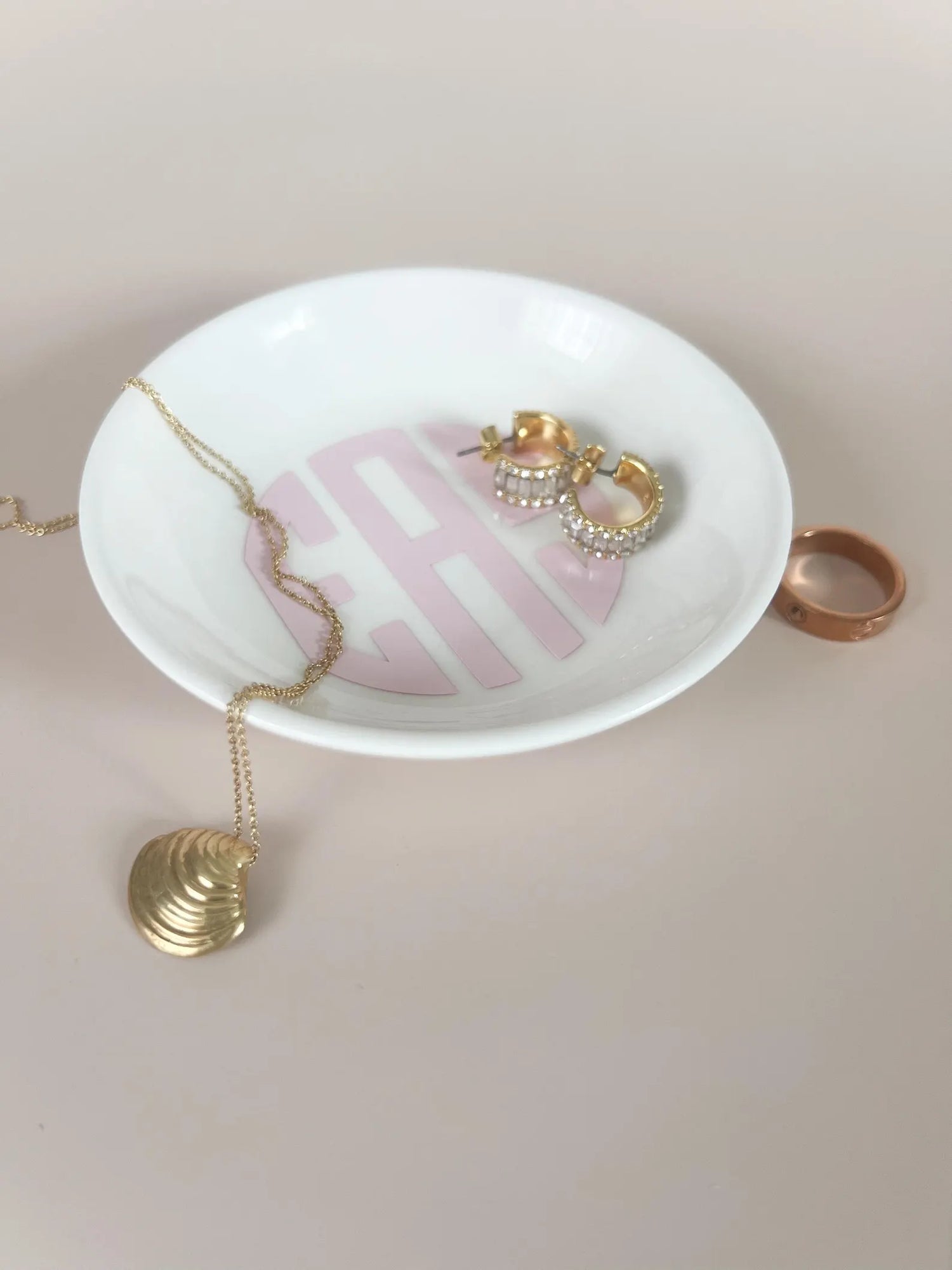 Trinket Dish Jewelry Holder with Monogram