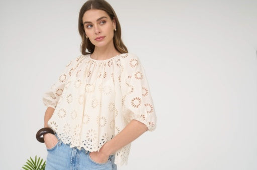 Eyelette Long Sleeve Top