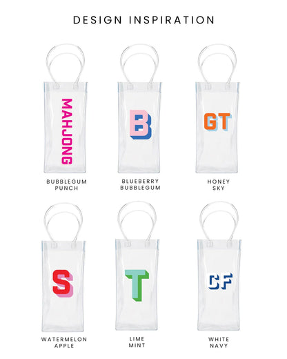 Personalized Initials Wine Bag - Drop Shadow Font