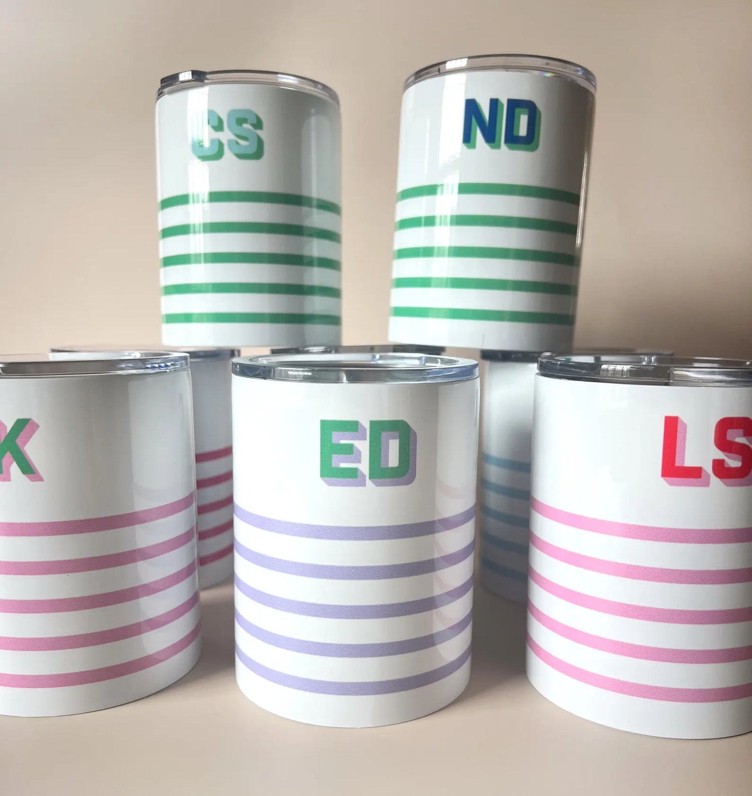 Striped Monogrammed Insulated Wine Tumbler