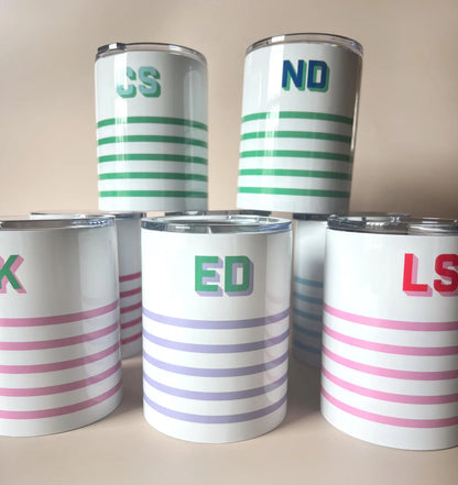 Striped Monogrammed Insulated Wine Tumbler